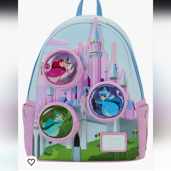 Loungefly Disney Sleeping Beauty Castle Three Fairies Stained Glass backpack new - Picture 1 of 5